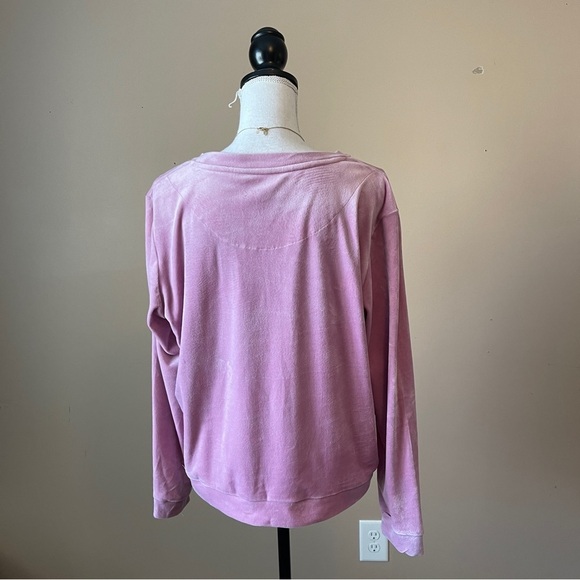 JUICY COUTURE | Pink Velour Rhinestone Embellished Sweatshirt Sz L - Picture 6 of 8